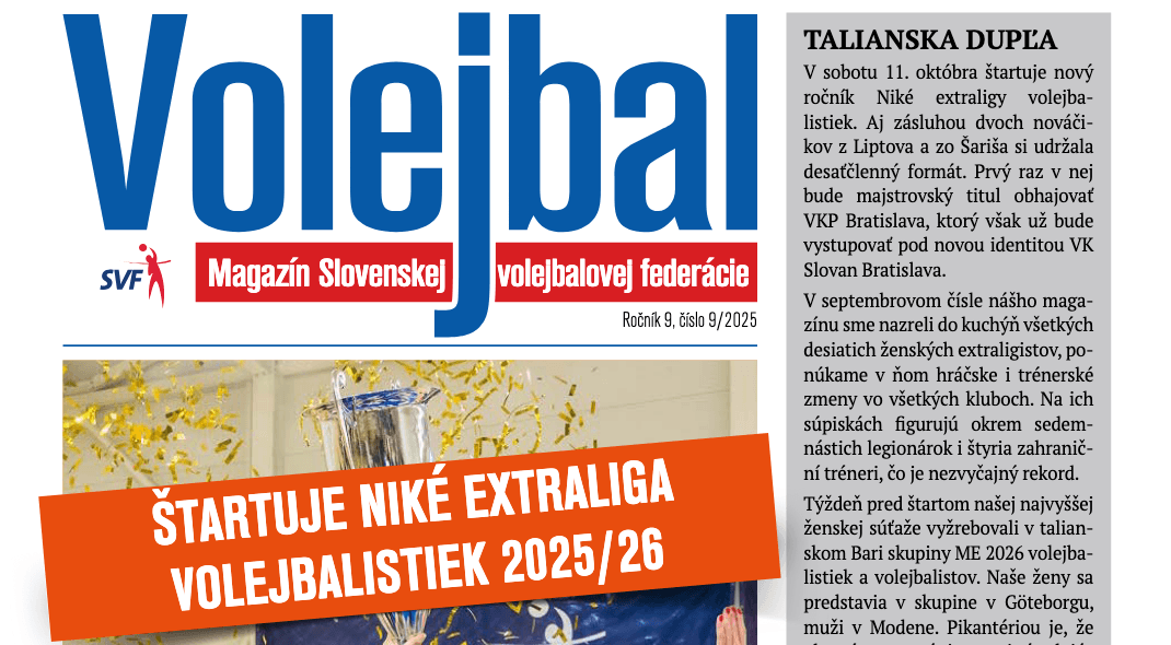 Vychádza nové číslo magazínu Volejbal – september 2025